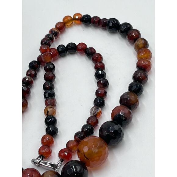 Faceted Carnelian Jasper Agate Quartz Graduated Necklace Healing Protection - Picture 10 of 13